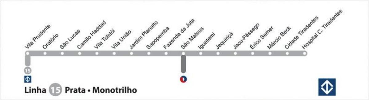 Karta podzemne željeznice Sao Paulo - linija 15 - srebro