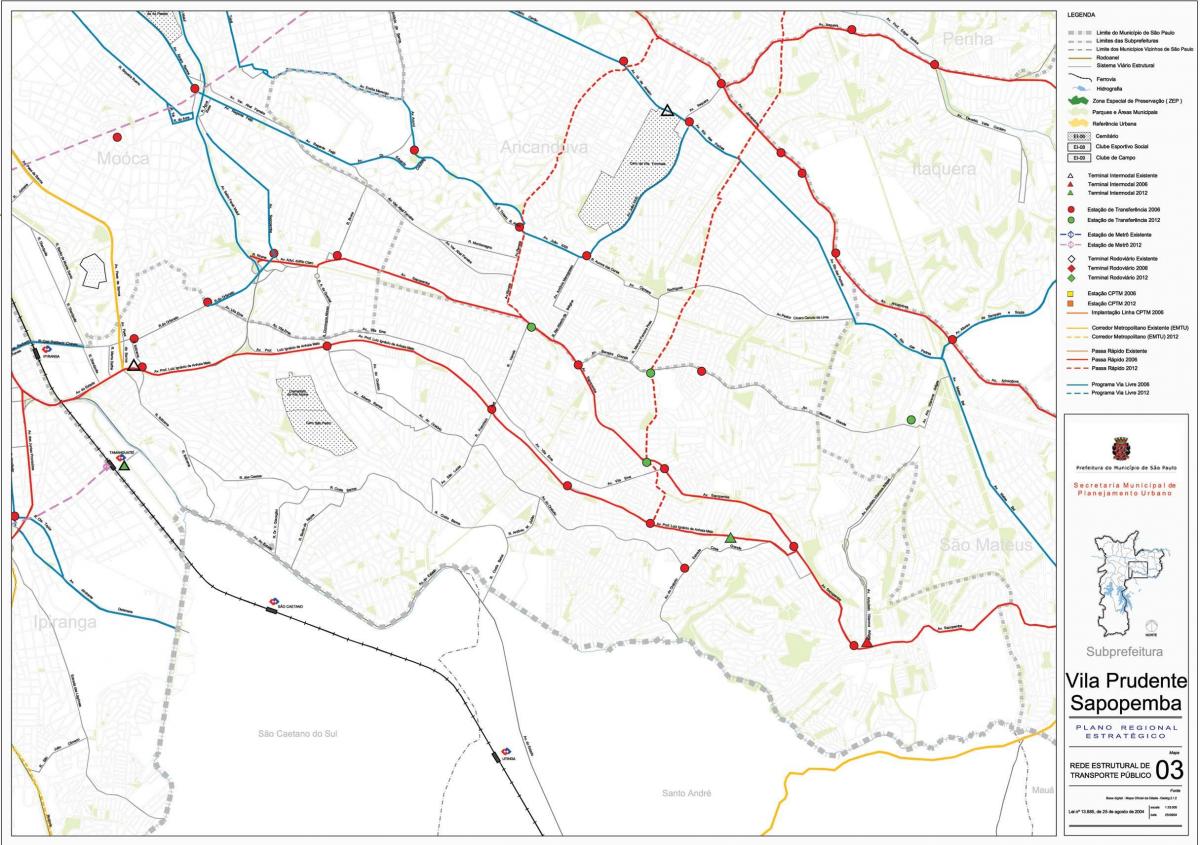 Karta Sao Paulo Vila-Пруденти - javni prijevoz