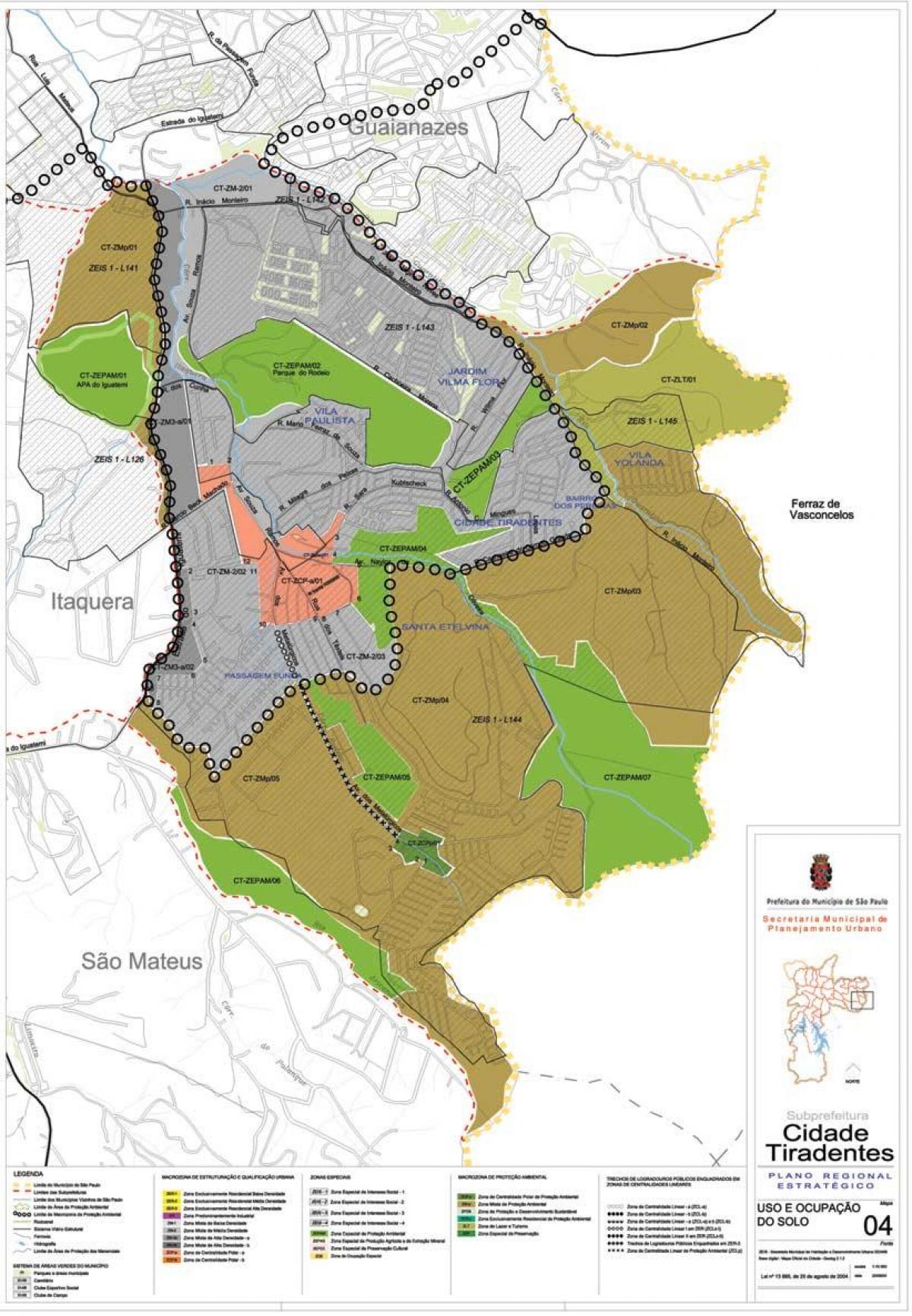 Karta Сидаде Тирадентесе Sao Paulo- oduzimanje zemljišta