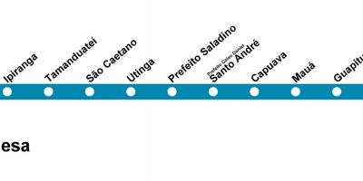 Karta Sao Paulo CPTM - linija 10 - tirkiz