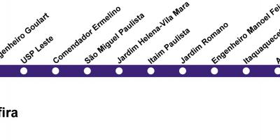 Karta Sao Paulo CPTM - linija 12 - Safir