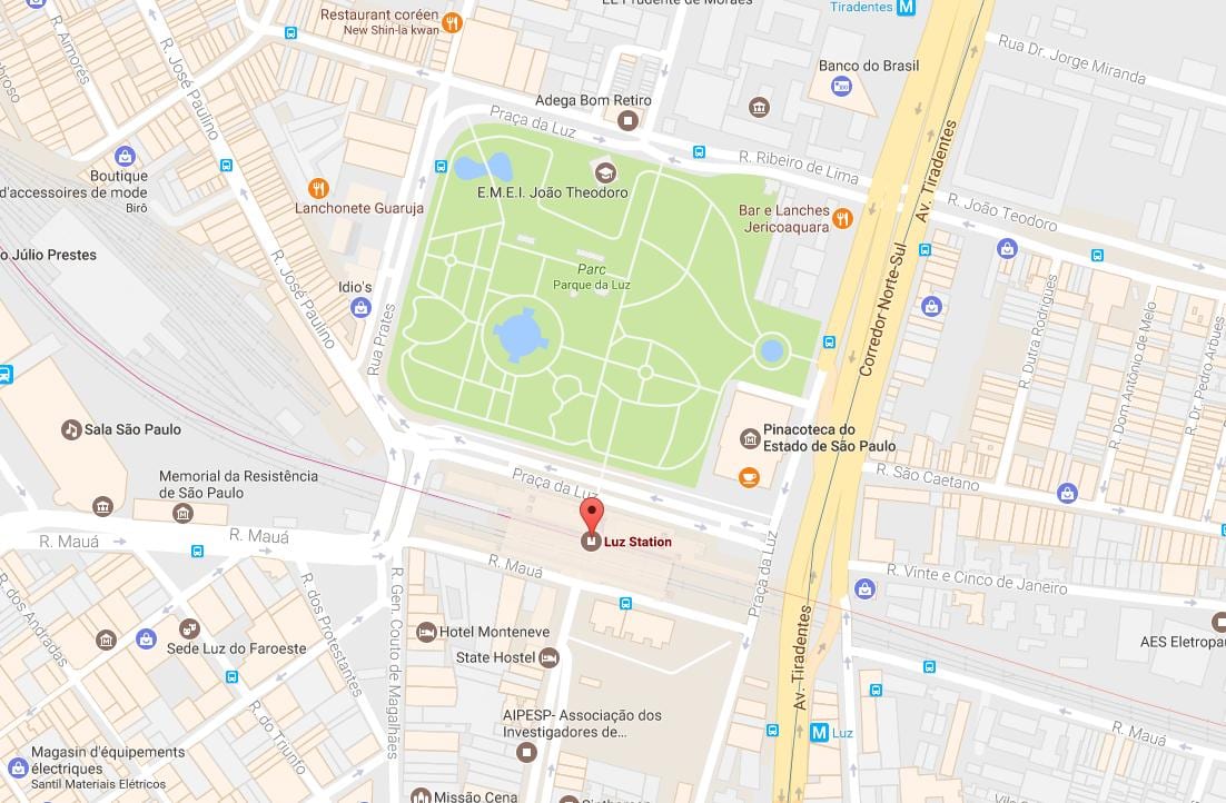 Karta željezničkog kolodvora la Luz-Sao Paulo