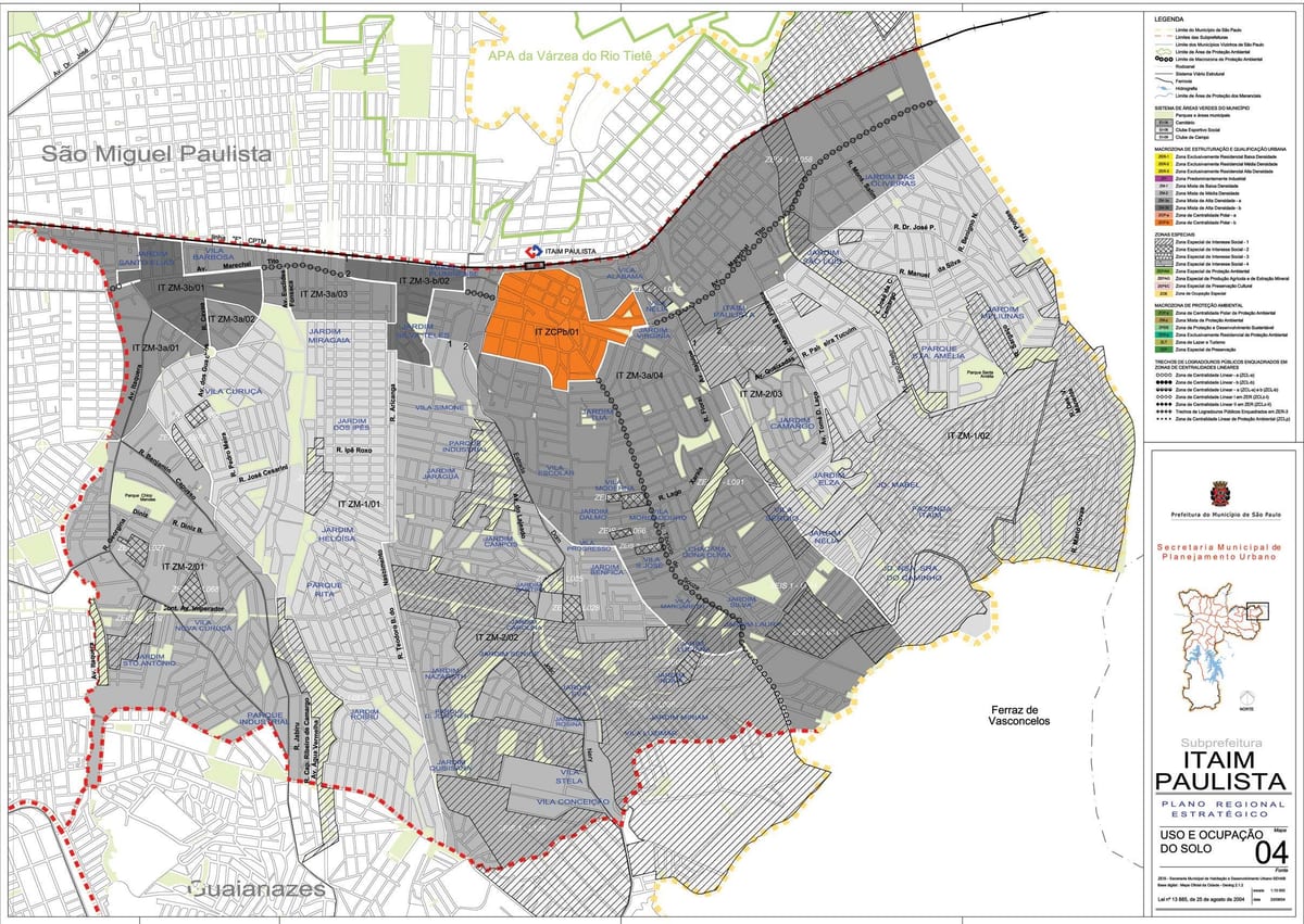 Karta Итайн Paulista - Curuçá Vila-são Paulu - oduzimanje zemljišta