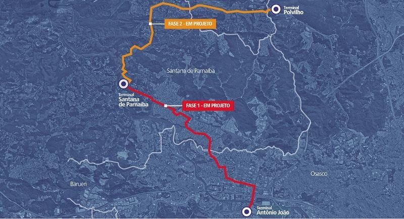 Karta коредоре BRT metropolitano Альфавиль-Кажамар