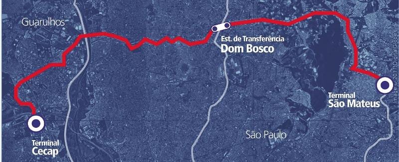 Karta obodu metropolitano коредоре BRT Leste