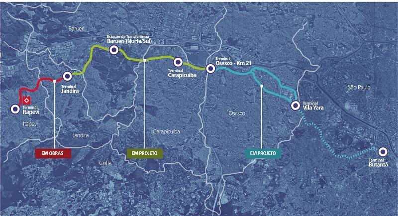 Karta коредоре metropolitano Итапеви