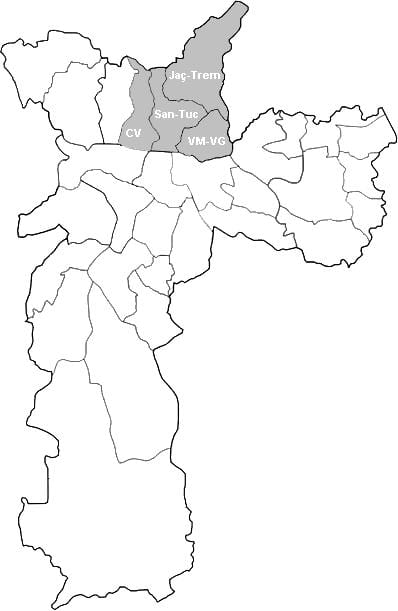 Karta Sao Paulo Нордеште zone