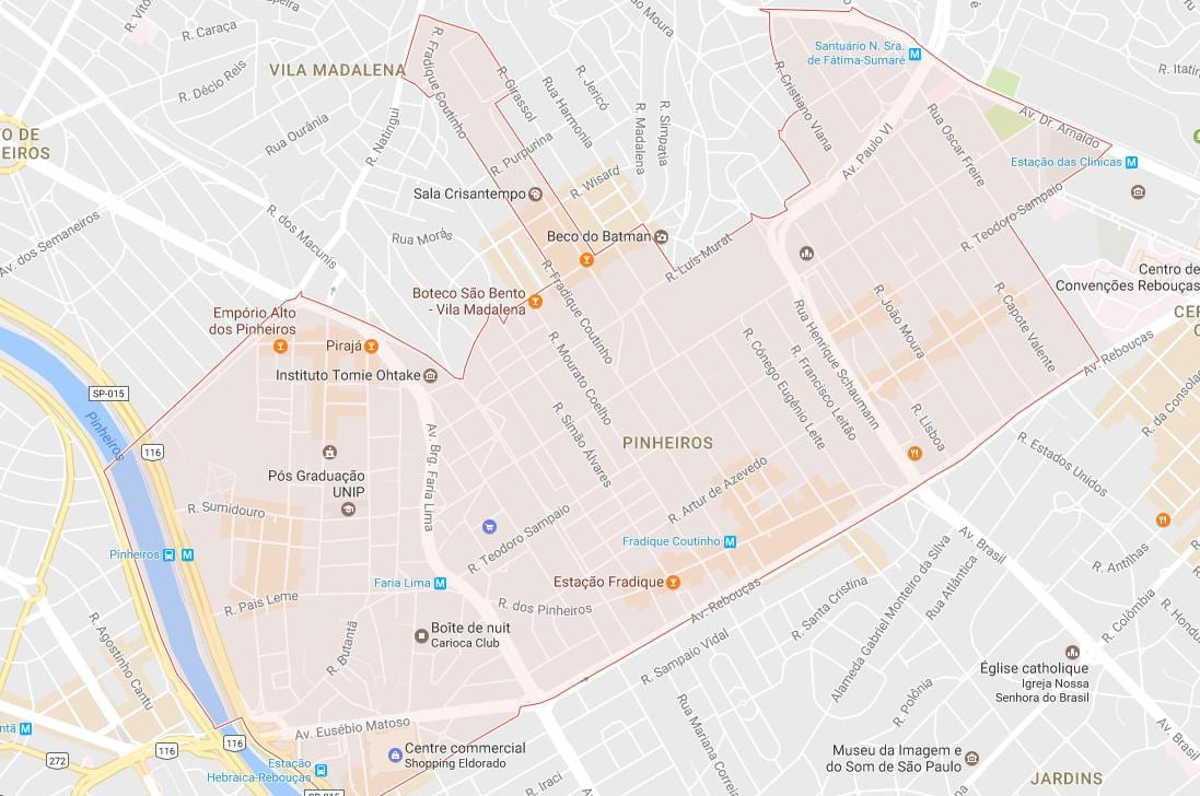 Karta atrakcija Sao Paulo