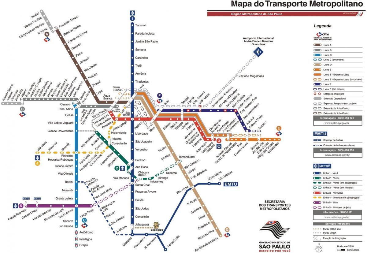 Karta gradskog prijevoza Sao Paulo