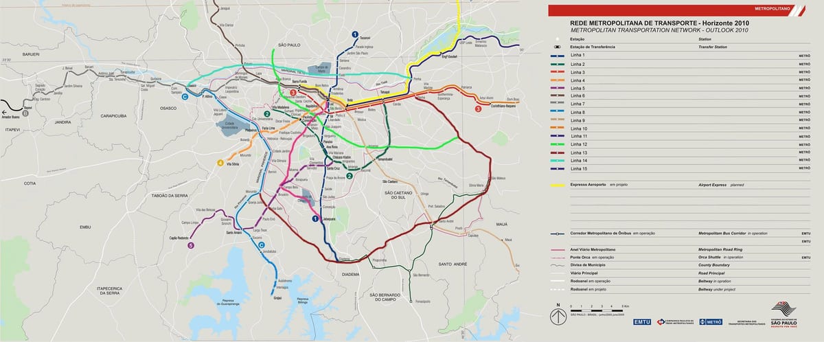 Karta prometne mreže Sao Paulo