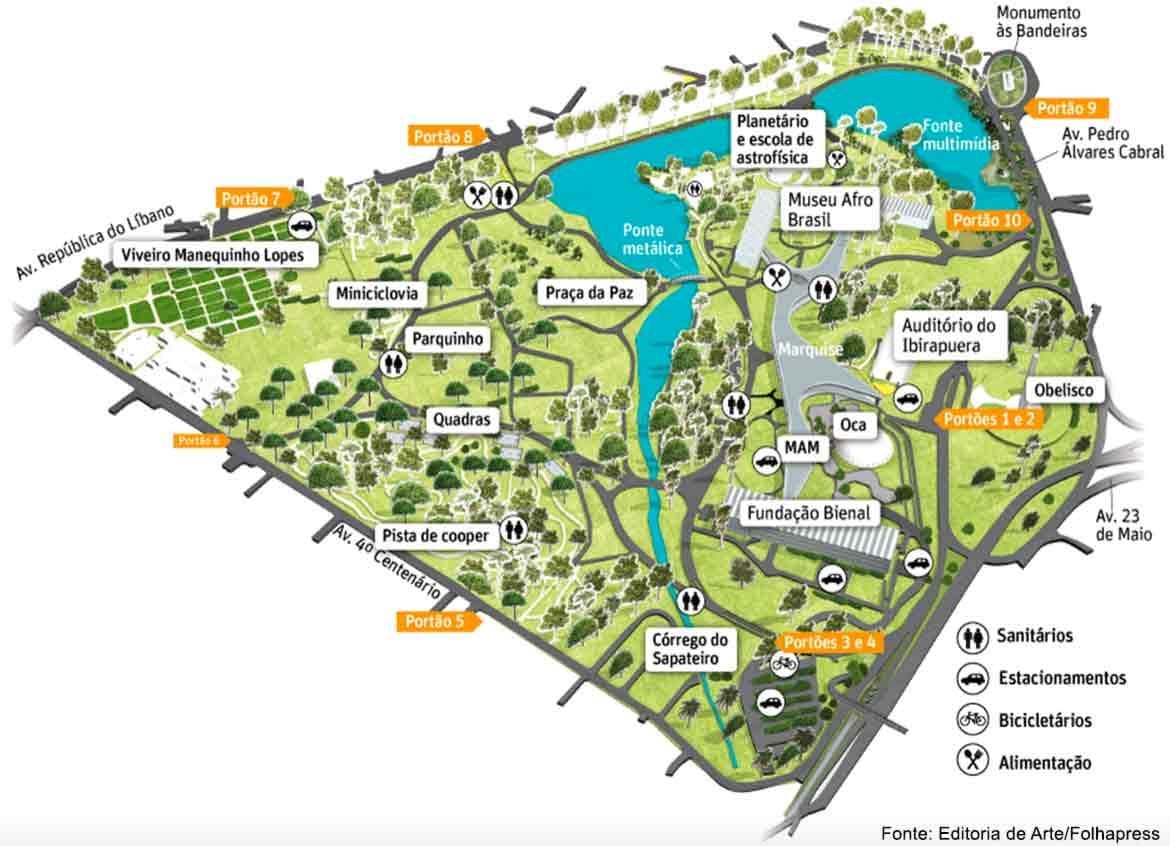Karta Park Ибирапуэра Sao Paulo