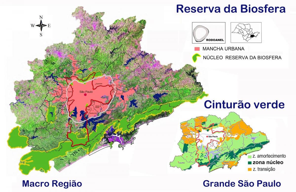 Karta rezervatom biosfere zeleni pojas Sao Paulo