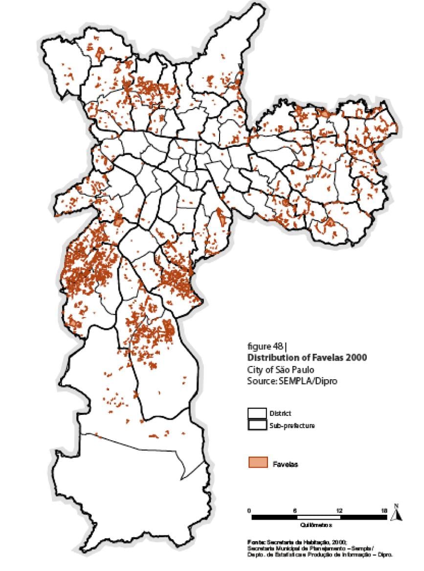 Karta Sao Paulo фавелами