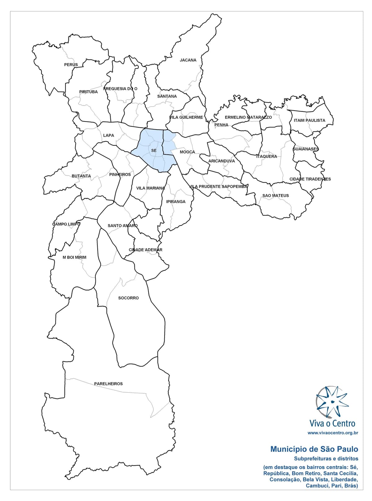 Karta centralnom području Sao Paulo
