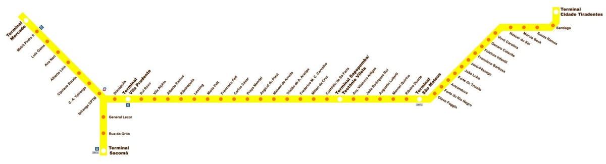 Karta Sacomã terminal Экспрессо Тирадентис