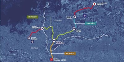 Karta коредоре Metropolitano Guarulhos - Tucuruvi