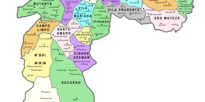Karta субпрефектуры grada Sao Paulo