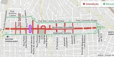 Karta aveniji Paulista u Sao Paulu