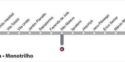 Karta podzemne željeznice Sao Paulo - linija 15 - srebro