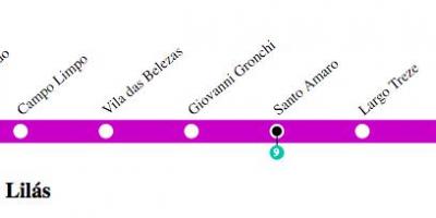 Karta podzemne željeznice Sao Paulo - linija 5 - Lila